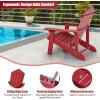 imageGiantex Outdoor Adirondack Chair  Oversized Patio Chairs wHidden Cup Holder Realistic Wood Grain 380 LBS Weight Capacity Weather Resistant Firepit Chairs for Backyard Garden 1 WhiteRed
