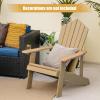 imageGiantex Outdoor Adirondack Chair  Oversized Patio Chairs wHidden Cup Holder Realistic Wood Grain 380 LBS Weight Capacity Weather Resistant Firepit Chairs for Backyard Garden 1 WhiteTeak