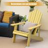 imageGiantex Outdoor Adirondack Chair  Oversized Patio Chairs wHidden Cup Holder Realistic Wood Grain 380 LBS Weight Capacity Weather Resistant Firepit Chairs for Backyard Garden 1 WhiteYellow