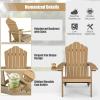 imageGiantex Outdoor Adirondack Chair  Oversized Patio Chairs wHidden Cup Holder Realistic Wood Grain 380 LBS Weight Capacity Weather Resistant Firepit Chairs for Backyard Garden 1 WhiteTeak