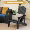 imageGiantex Outdoor Adirondack Chair  Oversized Patio Chairs wHidden Cup Holder Realistic Wood Grain 380 LBS Weight Capacity Weather Resistant Firepit Chairs for Backyard Garden 1 WhiteBlack