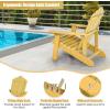 imageGiantex Outdoor Adirondack Chair  Oversized Patio Chairs wHidden Cup Holder Realistic Wood Grain 380 LBS Weight Capacity Weather Resistant Firepit Chairs for Backyard Garden 1 WhiteYellow