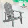 imageGiantex Outdoor Adirondack Chair  Oversized Patio Chairs wHidden Cup Holder Realistic Wood Grain 380 LBS Weight Capacity Weather Resistant Firepit Chairs for Backyard Garden 1 WhiteLight Grey