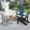 imageGiantex Outdoor Adirondack Chair  Oversized Patio Chairs wHidden Cup Holder Realistic Wood Grain 380 LBS Weight Capacity Weather Resistant Firepit Chairs for Backyard Garden 1 WhiteLight Grey