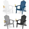 imageGiantex Outdoor Adirondack Chair  Oversized Patio Chairs wHidden Cup Holder Realistic Wood Grain 380 LBS Weight Capacity Weather Resistant Firepit Chairs for Backyard Garden 1 WhiteGrey black navy white