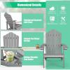 imageGiantex Outdoor Adirondack Chair  Oversized Patio Chairs wHidden Cup Holder Realistic Wood Grain 380 LBS Weight Capacity Weather Resistant Firepit Chairs for Backyard Garden 1 WhiteGrey black navy white