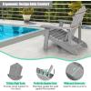 imageGiantex Outdoor Adirondack Chair  Oversized Patio Chairs wHidden Cup Holder Realistic Wood Grain 380 LBS Weight Capacity Weather Resistant Firepit Chairs for Backyard Garden 1 WhiteLight Grey