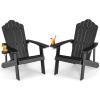 imageGiantex Outdoor Adirondack Chair  Oversized Patio Chairs wHidden Cup Holder Realistic Wood Grain 380 LBS Weight Capacity Weather Resistant Firepit Chairs for Backyard Garden 1 WhiteBlack