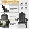 imageGiantex Outdoor Adirondack Chair  Oversized Patio Chairs wHidden Cup Holder Realistic Wood Grain 380 LBS Weight Capacity Weather Resistant Firepit Chairs for Backyard Garden 1 WhiteBlack