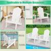 imageGiantex Outdoor Adirondack Chair  Oversized Patio Chairs wHidden Cup Holder Realistic Wood Grain 380 LBS Weight Capacity Weather Resistant Firepit Chairs for Backyard Garden 1 WhiteWhite
