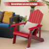imageGiantex Outdoor Adirondack Chair  Oversized Patio Chairs wHidden Cup Holder Realistic Wood Grain 380 LBS Weight Capacity Weather Resistant Firepit Chairs for Backyard Garden 1 WhiteRed