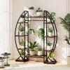 imageGiantex Plant Stand Indoor with Grow Lights 10Tier 63 Tall Metal Plant Shelf for Multiple Plants Decorative Curved Large Flower Stand Display Pot Rack for Living Room Home Balcony Patio