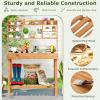 imageGiantex Potting Bench Outside Solid Wood Potting Table with Flipup Tabletop Shelves Indoor Outdoor Wooden Workbench for Patio Porch Balcony Potted Plant Display Rack 42x18x60 NaturalBrown