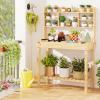 imageGiantex Potting Bench Outside Solid Wood Potting Table with Flipup Tabletop Shelves Indoor Outdoor Wooden Workbench for Patio Porch Balcony Potted Plant Display Rack 42x18x60 NaturalNatural