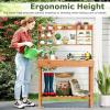 imageGiantex Potting Bench Outside Solid Wood Potting Table with Flipup Tabletop Shelves Indoor Outdoor Wooden Workbench for Patio Porch Balcony Potted Plant Display Rack 42x18x60 NaturalBrown