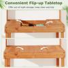 imageGiantex Potting Bench Outside Solid Wood Potting Table with Flipup Tabletop Shelves Indoor Outdoor Wooden Workbench for Patio Porch Balcony Potted Plant Display Rack 42x18x60 NaturalBrown