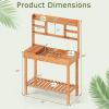 imageGiantex Potting Bench Outside Solid Wood Potting Table with Flipup Tabletop Shelves Indoor Outdoor Wooden Workbench for Patio Porch Balcony Potted Plant Display Rack 42x18x60 NaturalBrown