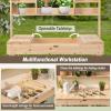 imageGiantex Potting Bench Outside Solid Wood Potting Table with Flipup Tabletop Shelves Indoor Outdoor Wooden Workbench for Patio Porch Balcony Potted Plant Display Rack 42x18x60 NaturalNatural