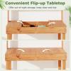 imageGiantex Potting Bench Outside Solid Wood Potting Table with Flipup Tabletop Shelves Indoor Outdoor Wooden Workbench for Patio Porch Balcony Potted Plant Display Rack 42x18x60 NaturalBrown