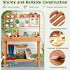 imageGiantex Potting Bench Outside Solid Wood Potting Table with Flipup Tabletop Shelves Indoor Outdoor Wooden Workbench for Patio Porch Balcony Potted Plant Display Rack 42x18x60 NaturalBrown