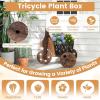 imageGiantex Wooden Wagon Planter with Wheels Rustic Wood Plant Stand with 3 Wheels amp Drainage Hole for Flowers Herbs Vegetables Indoor Outdoor Decorative Garden Flower Cart for Patio Backyard 12