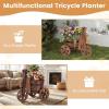 imageGiantex Wooden Wagon Planter with Wheels Rustic Wood Plant Stand with 3 Wheels amp Drainage Hole for Flowers Herbs Vegetables Indoor Outdoor Decorative Garden Flower Cart for Patio Backyard 12