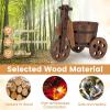 imageGiantex Wooden Wagon Planter with Wheels Rustic Wood Plant Stand with 3 Wheels amp Drainage Hole for Flowers Herbs Vegetables Indoor Outdoor Decorative Garden Flower Cart for Patio Backyard 12