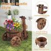 imageGiantex Wooden Wagon Planter with Wheels Rustic Wood Plant Stand with 3 Wheels amp Drainage Hole for Flowers Herbs Vegetables Indoor Outdoor Decorative Garden Flower Cart for Patio Backyard 12