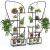 imageGiantex 2 Pack 6Tier Plant Stand Indoor ButterflyShaped Metal 73 Tall Ladder Plant Shelf w 4 Hanging Hooks Outdoor Flowerpot Display Rack for Multiple Plants Living Room Balcony Patio Garden22 x 105 x 73