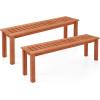 imageGiantex 47 Outdoor Bench with Slatted Seat 705Lbs Capacity Solid Wood Frame Teak Oil Finish Backless Garden Bench for Patio Dining Yard Porch Entryway Park 2Person Outside Seat Chair 22