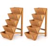 imageGiantex 5Tier Wooden Vertical Raised Garden Bed Set of 2 Freestanding Plant Stand with Legs for Herbs Vegetables Fruits Indoor Outdoor Tiered Wood Planter Box Flower Rack for Patio Balcony amp Yard