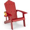 imageGiantex Outdoor Adirondack Chair  Oversized Patio Chairs wHidden Cup Holder Realistic Wood Grain 380 LBS Weight Capacity Weather Resistant Firepit Chairs for Backyard Garden 1 WhiteRed