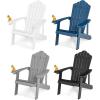 imageGiantex Outdoor Adirondack Chair  Oversized Patio Chairs wHidden Cup Holder Realistic Wood Grain 380 LBS Weight Capacity Weather Resistant Firepit Chairs for Backyard Garden 1 WhiteGrey black navy white
