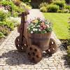 imageGiantex Wooden Wagon Planter with Wheels Rustic Wood Plant Stand with 3 Wheels amp Drainage Hole for Flowers Herbs Vegetables Indoor Outdoor Decorative Garden Flower Cart for Patio Backyard 11