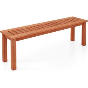 imageGiantex 47 Outdoor Bench with Slatted Seat 705Lbs Capacity Solid Wood Frame Teak Oil Finish Backless Garden Bench for Patio Dining Yard Porch Entryway Park 2Person Outside Seat Chair 21