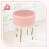 imageGiantex Faux Fur Vanity Stool Chair Pink Round Furry Makeup Stool with Adjustable Footings Fluffy Padded Seat 4 Metal Legs Small Ottoman Foot Rest for Living Room Bedroom Makeup Room EntrywayPink