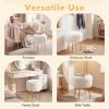 imageGiantex Faux Fur Vanity Stool Chair Pink Round Furry Makeup Stool with Adjustable Footings Fluffy Padded Seat 4 Metal Legs Small Ottoman Foot Rest for Living Room Bedroom Makeup Room EntrywayWhite