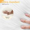 imageGiantex Faux Fur Vanity Stool Chair Pink Round Furry Makeup Stool with Adjustable Footings Fluffy Padded Seat 4 Metal Legs Small Ottoman Foot Rest for Living Room Bedroom Makeup Room EntrywayWhite