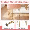 imageGiantex Faux Fur Vanity Stool Chair Pink Round Furry Makeup Stool with Adjustable Footings Fluffy Padded Seat 4 Metal Legs Small Ottoman Foot Rest for Living Room Bedroom Makeup Room EntrywayPink