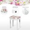 imageGiantex Vanity Stool Wood Dressing Padded Chair Makeup Piano Seat Make Up Bench wRose Cushion WhiteWhite