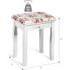 imageGiantex Vanity Stool Wood Dressing Padded Chair Makeup Piano Seat Make Up Bench wRose Cushion WhiteWhite