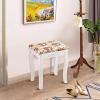 imageGiantex Vanity Stool Wood Dressing Padded Chair Makeup Piano Seat Make Up Bench wRose Cushion WhiteWhite