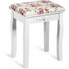 imageGiantex Vanity Stool Wood Dressing Padded Chair Makeup Piano Seat Make Up Bench wRose Cushion WhiteWhite