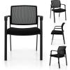 imageGiantex 2Pack Reception Room Chair Set with Mesh Back Metal Frame amp Padded Seat Armrests No Wheels Stacking Guest Chairs for Office Waiting Room Lobby Meeting Black4