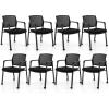 imageGiantex 2Pack Waiting Room Chair Set Rolling Office Desk Chairs with PU Wheels Armrests Stackable Guest Chair for Office School LobbyReception Conference BlackBlack