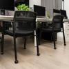 imageGiantex 2Pack Waiting Room Chair Set Rolling Office Desk Chairs with PU Wheels Armrests Stackable Guest Chair for Office School LobbyReception Conference BlackBlack
