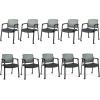 imageGiantex 2Pack Waiting Room Chair Set Rolling Office Desk Chairs with PU Wheels Armrests Stackable Guest Chair for Office School LobbyReception Conference BlackGrey