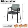 imageGiantex 2Pack Waiting Room Chair Set Rolling Office Desk Chairs with PU Wheels Armrests Stackable Guest Chair for Office School LobbyReception Conference BlackGrey