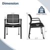 imageGiantex 2Pack Waiting Room Chair Set Rolling Office Desk Chairs with PU Wheels Armrests Stackable Guest Chair for Office School LobbyReception Conference BlackBlack