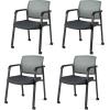 imageGiantex 2Pack Waiting Room Chair Set Rolling Office Desk Chairs with PU Wheels Armrests Stackable Guest Chair for Office School LobbyReception Conference BlackGrey